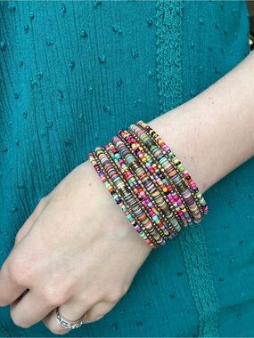 Multicolor Seed Bead Stackable Bracelet Set